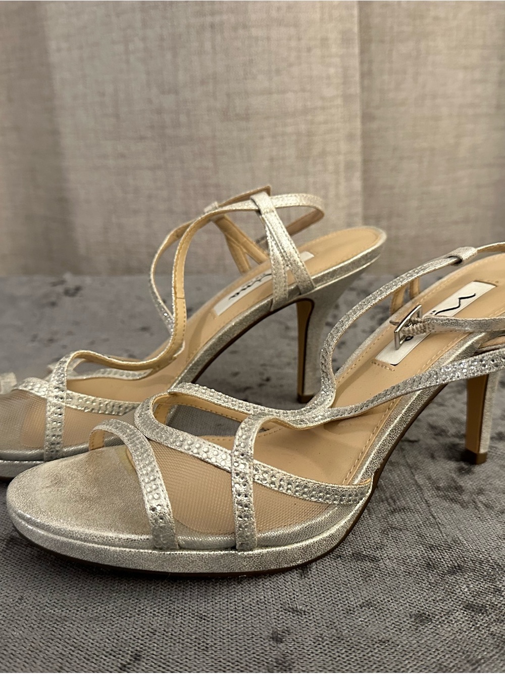 Nina Silver Strappy High Heel Sandals